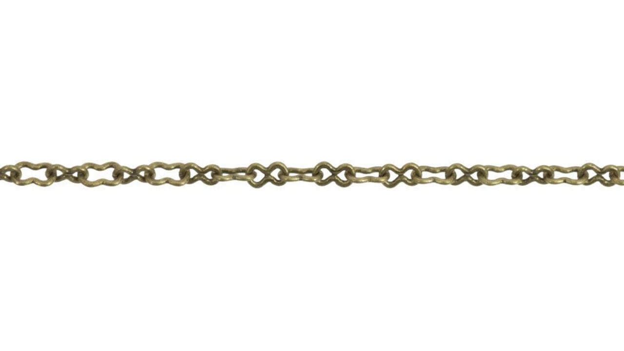 JewelrySupply 4x2mm Antique Brass Plated Krinkle Link Chain (Priced per Foot)